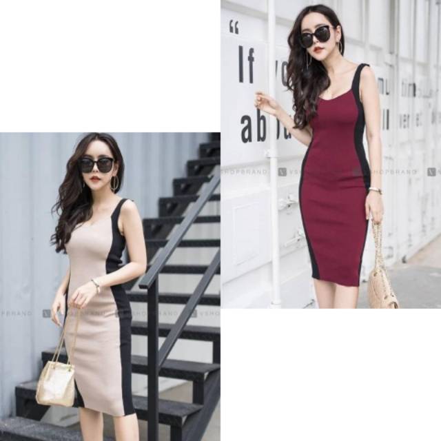 Dress Aleana Rajut BG9 / DRESS / TERUSAN / RAJUT / POLOS / BODYCON / MURAH