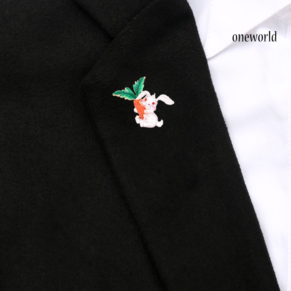 OW@ Unisex Rabbit Carrot Enamel Alloy Brooch Pin Badge Suit Corsage Lapel Decor