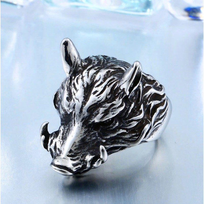 SEUSUK Cincin Punk Desain Babi Gaya Punk untuk Pria COD Ring
