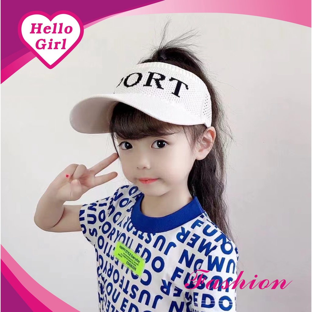 (Hello Girl)MZ13 TOPI ANAK KNIT VISOR TOPI SENAM OLAHRAGA TOPI SPORT IMPORT