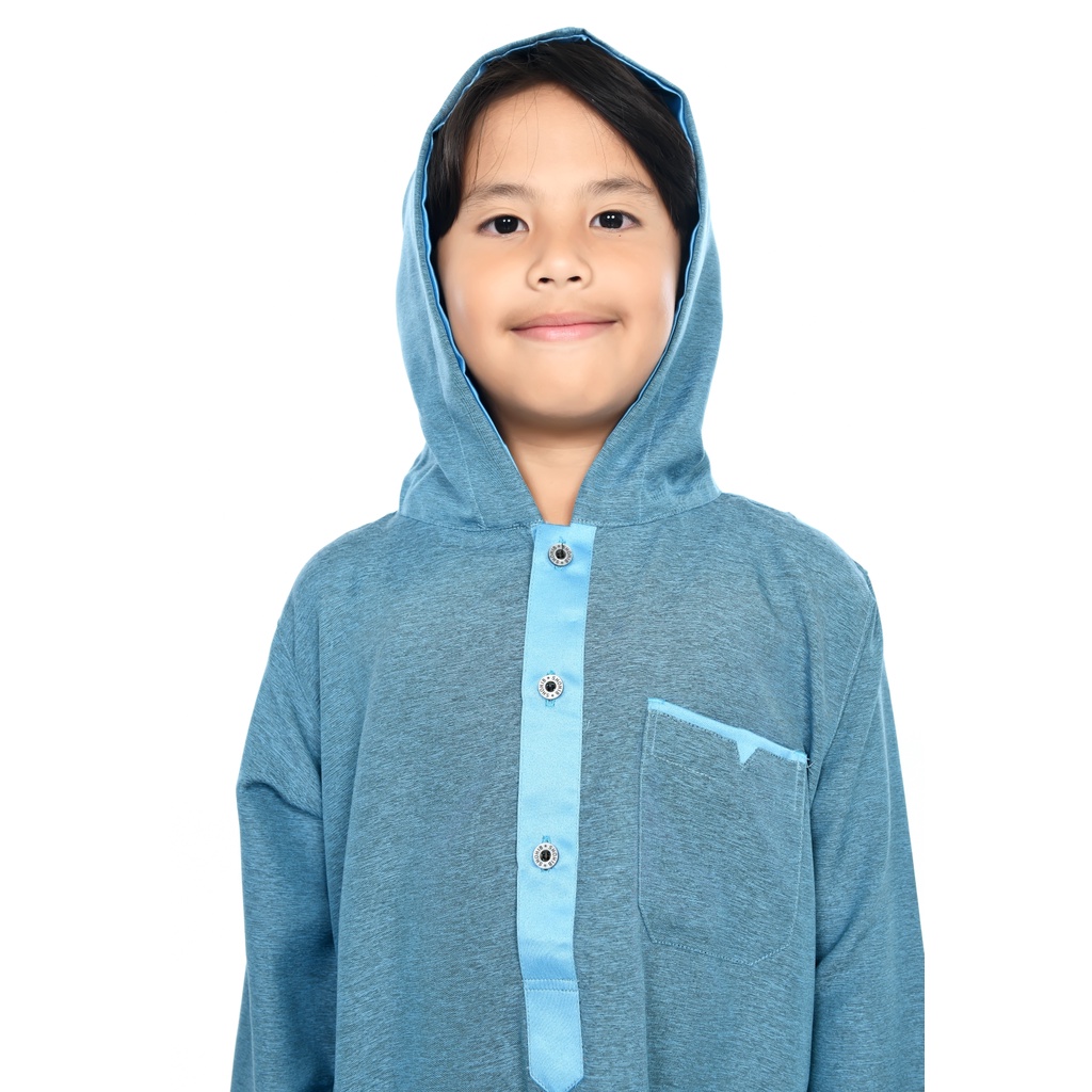SHOHIB GAMIS PRIA PREMIUM HOODIE BIRU LAUT DARI BATITA HINGGA DEWASA BEST SELLER