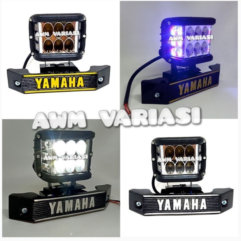 paket super ganteng rx king style lampu 6 led jumbo kiri kanan red-bleu plus breket kumis