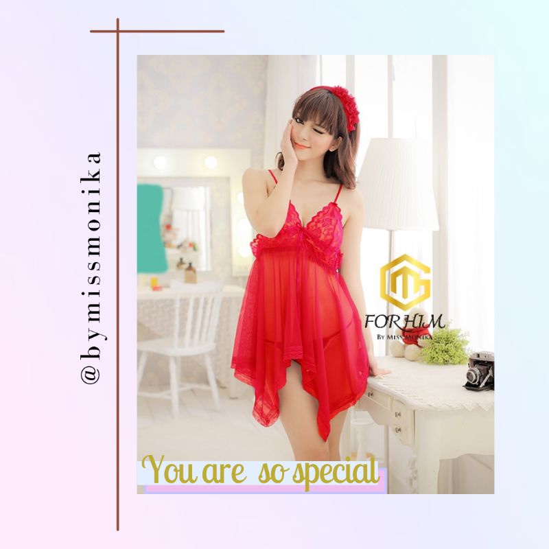 Lingerie Sexy Transparan Jumbo V Neck Sleepwear LD01