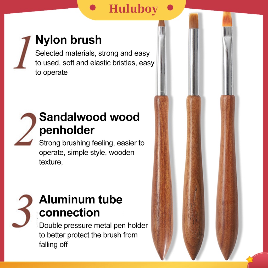 Huluboy Huluboy♡ Pen Brush Nail Art Bahan Nilon Wol Sandalwood Untuk Kecantikan