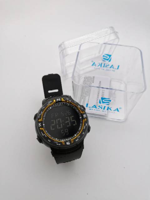 Jam tangan digital Sporty layar hitam water Resist Lasika 907