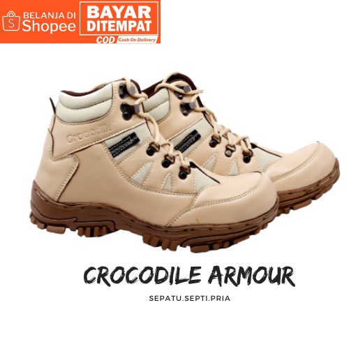 [ COD ] PUSAT SEPATU ONLINE MURAH SEPATU SAFETY BOOTS CROCODILE ARMOUR TOURING OUTDOOR HIKING BIKERS