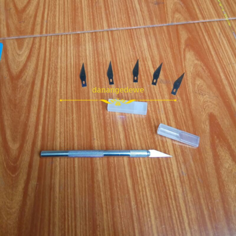 Pisau servis dan Sayat Bonsai Kelapa 1 set isi 6 mata pisau - Pen cutter art knife