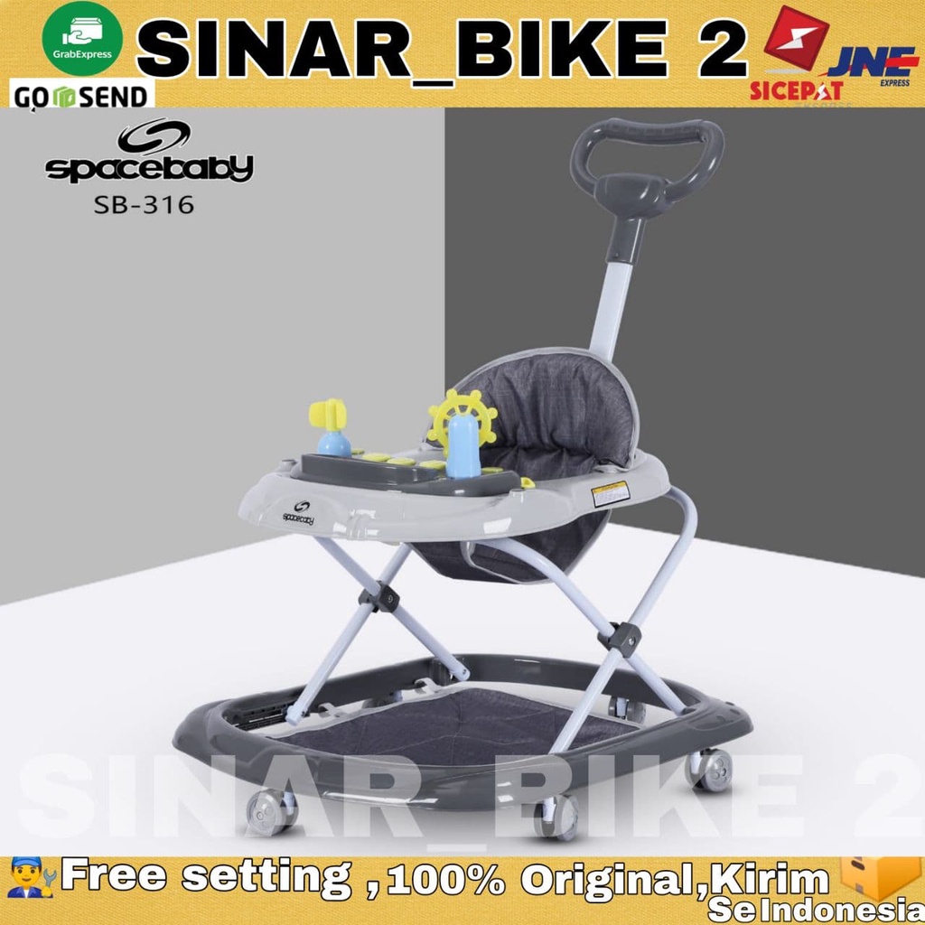 Baby Walker spacebaby 3in 1 SB 711 &amp; Baby Walker 316 Stir Dorong Musik Lampu Mainan Alas Kaki