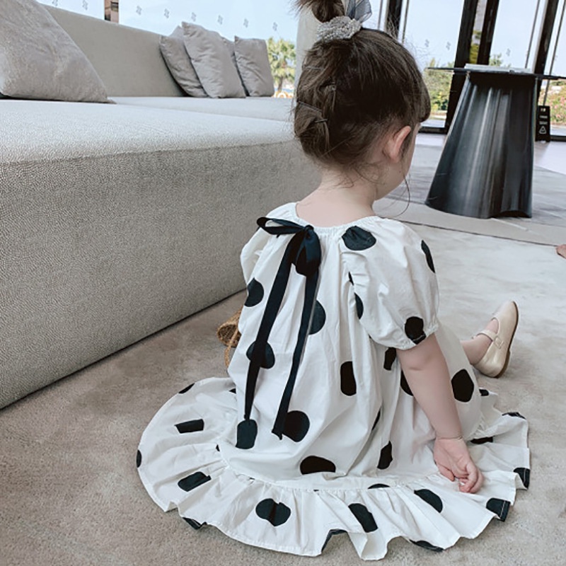 DRESS Anak Perempuan DRESS PUFFY DOT Dres bayi motif korea Baju Dress Anak Cewek Import