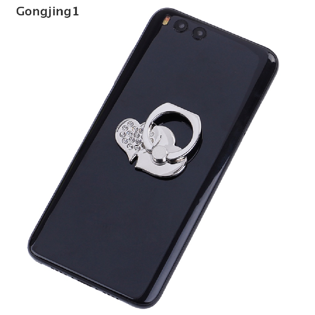 Gongjing 1pc Ring Holder Hp Bentuk Hati Bisa Berputar 360