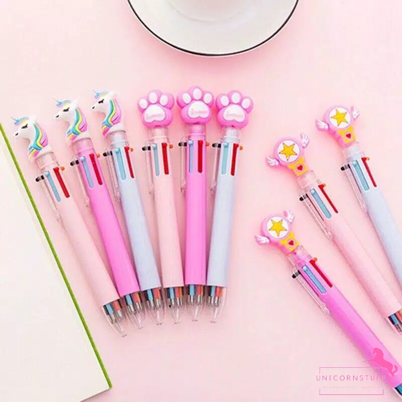 Bolpoin Unicorn 6 Warna Tinta Bolpoin unicorn Pena Unicorn Premium Tinta Gel Perempuan Anak Journaling Tipis Karakter Pink Pastel Kado Anak Perempuan Alat Tulis Tempat Pensil Sekolah Back To School