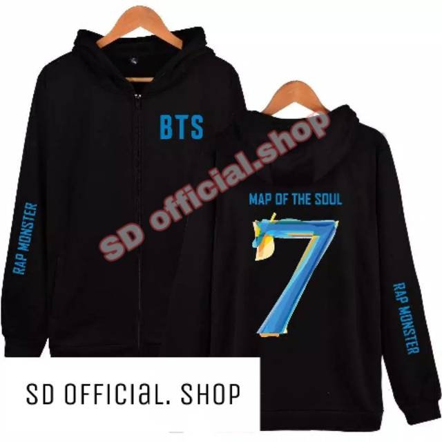(BISA BAYAR DITEMPAT) jaket hoodie resleting kpop BTS M.O.T.S 7 request nama lengan