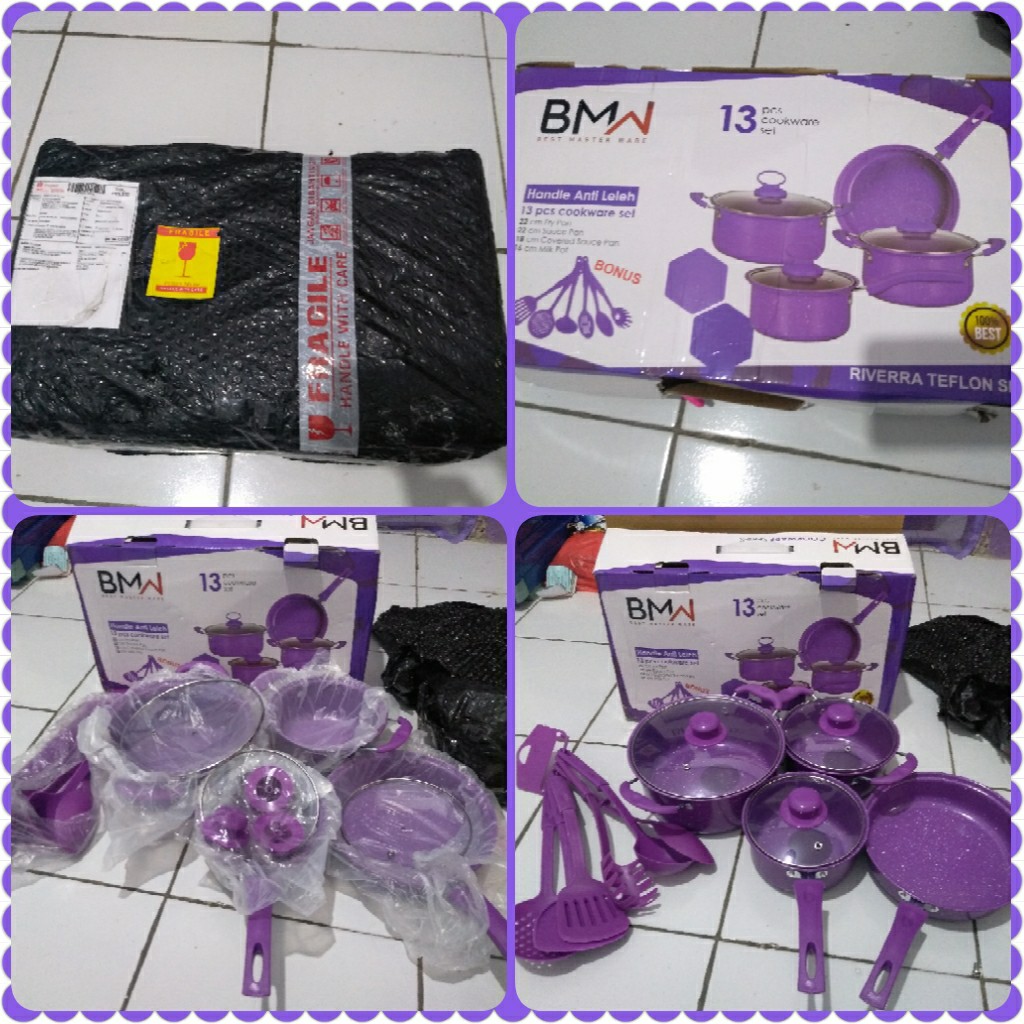 Serba Murah Jakarta - 1set Teflon Panci Set Bmw Warna Tebal Cookware Set Frypan Saucepan Milkpot