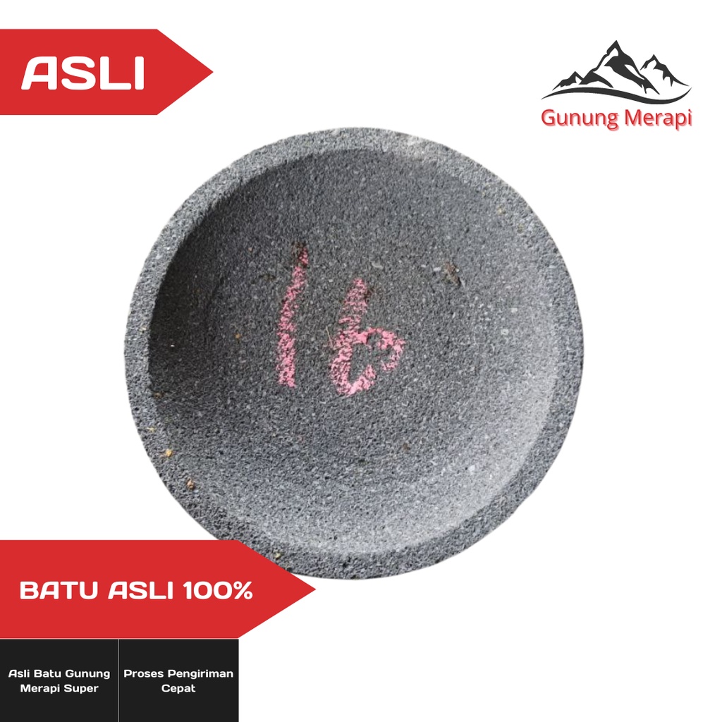 Cobek Batu Merapi Magelang 16-20 cm | Cobek Ulekan Asli Magelang | Batu Super Asli Gunung Merapi
