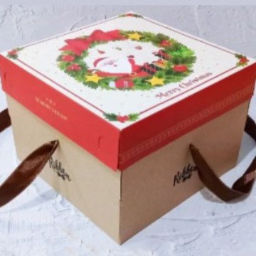 

box kemasan 6 toples 250 gr edisi natal kotak hampers cake ribbon dus packaging parsel kue chiffon size 22x22x16 cm