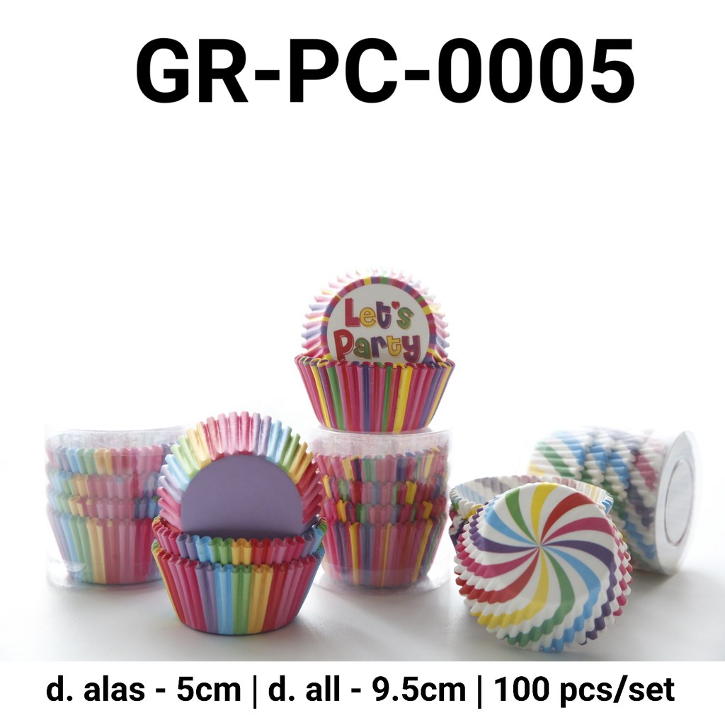 GR-PC-0005 Kertas cupcake muffin cup liner rainbow warna warni