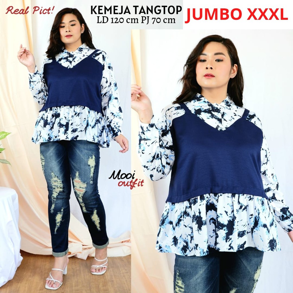 Kemeja Tanktop Jumbo Wanita Style Terbaru Kekinian Xxxl Ld 120 Modern