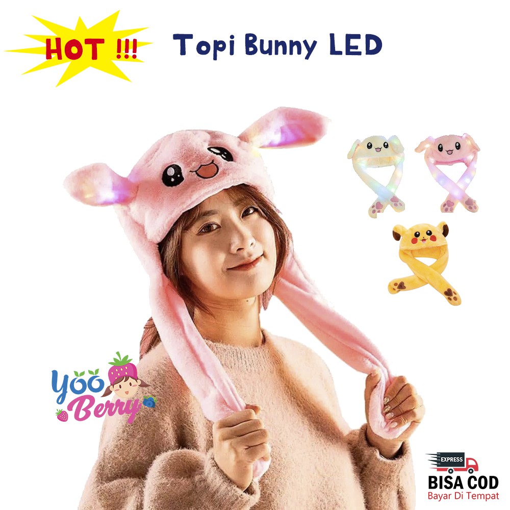 Berry Mart Topi Korea Dancing Bunny LED Blackpink Anak &amp; Dewasa Berry Mart