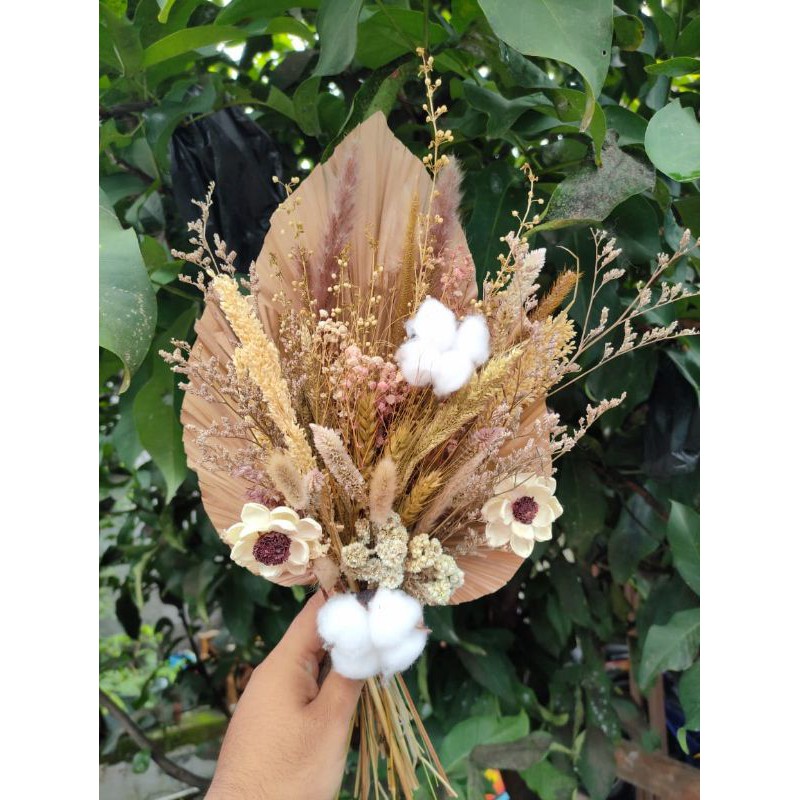 Premium bouquet rustic with palm / bunga kering / bunga wedding / rustic flowers