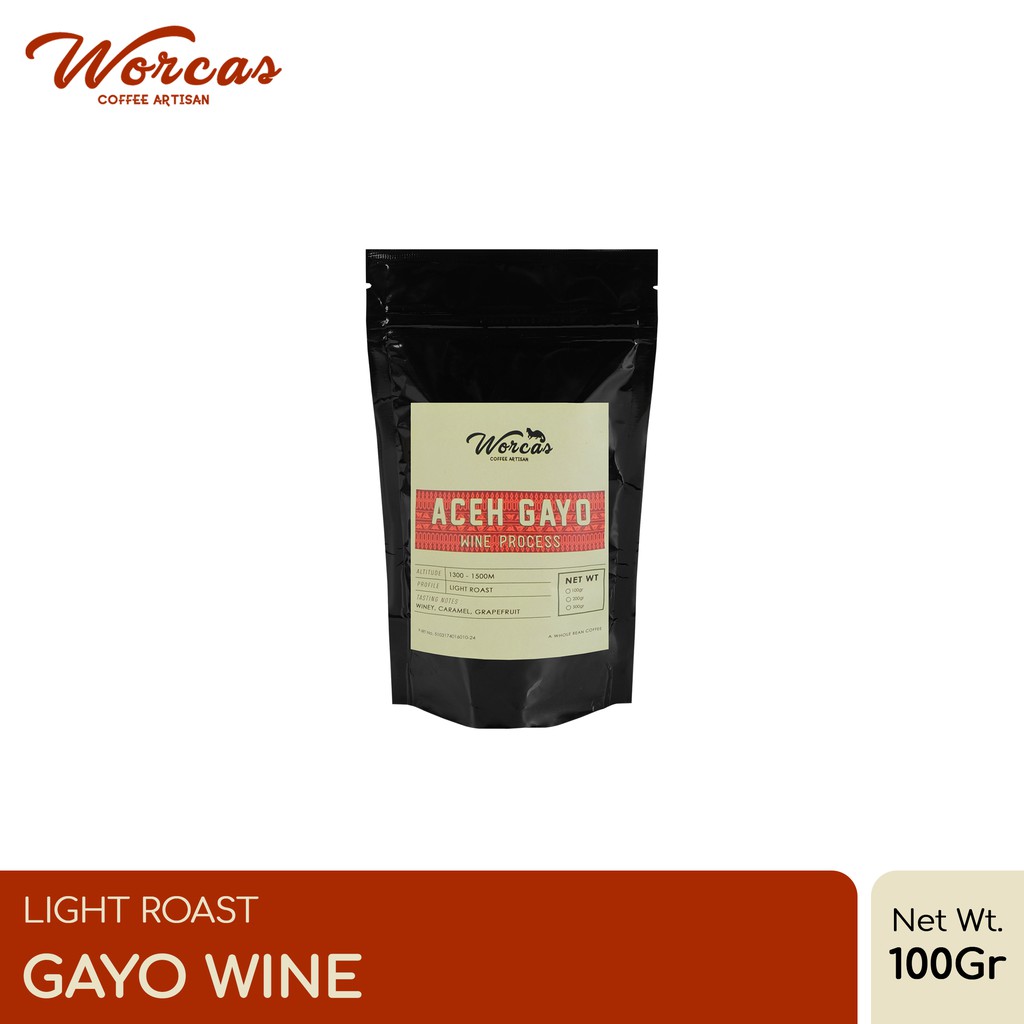 

WORCAS Kopi Arabika Aceh Gayo Wine Process 100 Gram - Light Roast