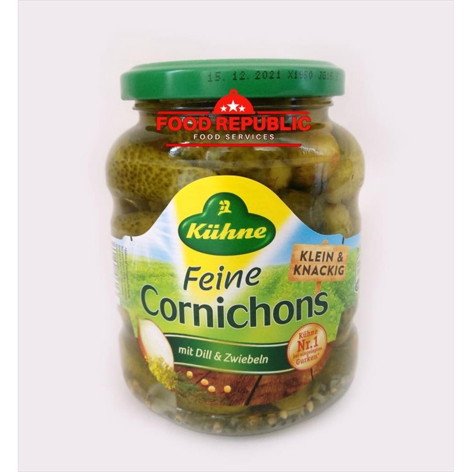 Kuhne Cornichons 330 GR / Ketimun Acar Asam Manis / Pickled Gherkins