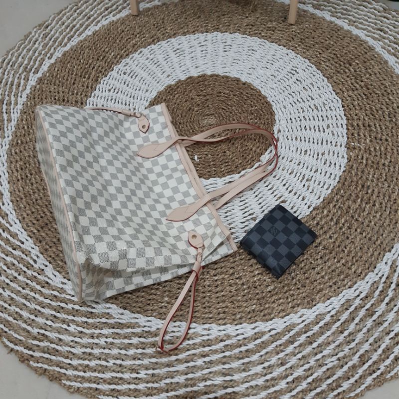 Tas LV Louis Vuitton Putih Kotak-kotak