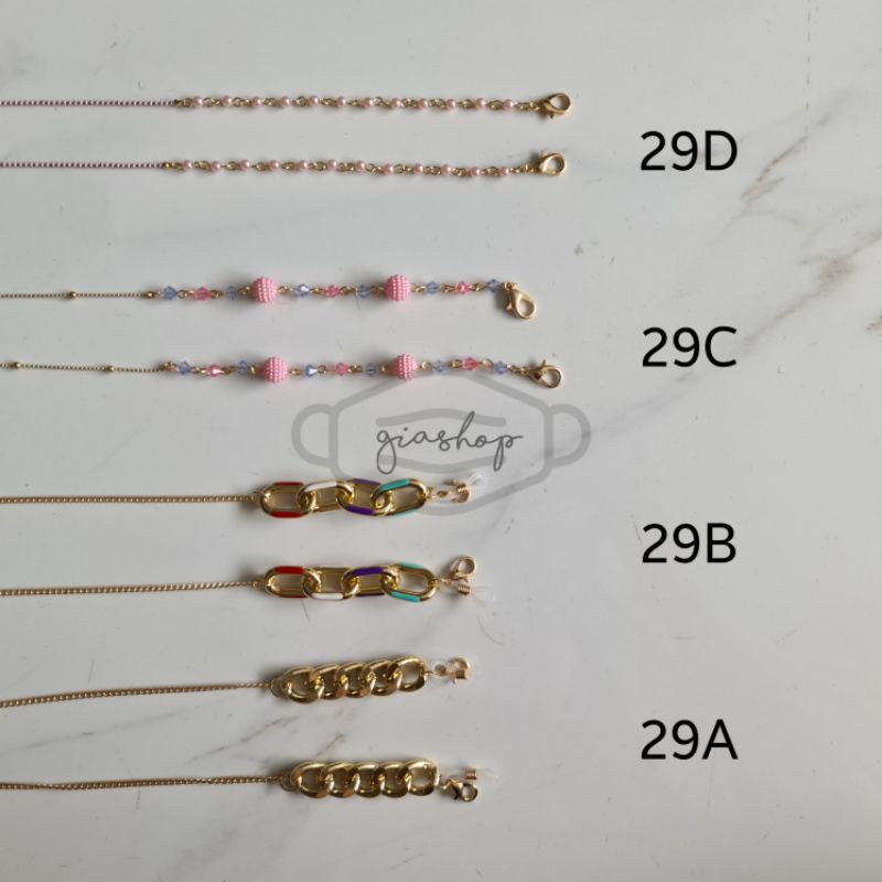 Rantai Masker Pink Mute Manik Motif Lucu Unik Tali Masker Pesta stylish trendy konektor masker hijab