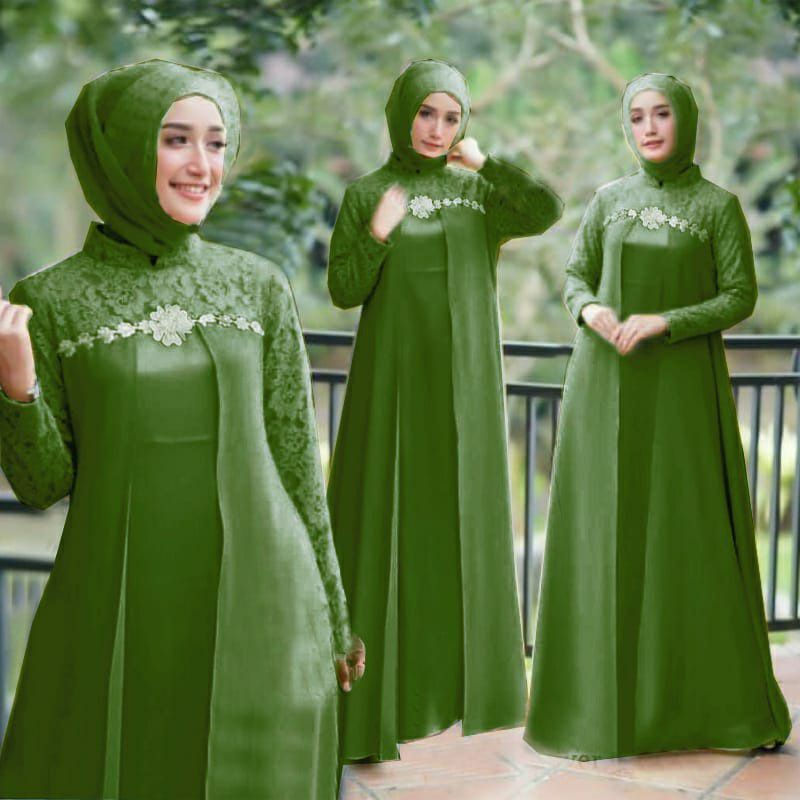 PCS MAXY ROSILIA CT BAHAN MOSCREPE KOMBI BRUKAT PAKAIAN GAMIS DRESS MAXI 2 UKURAN ALLSIZE DAN JUMBO