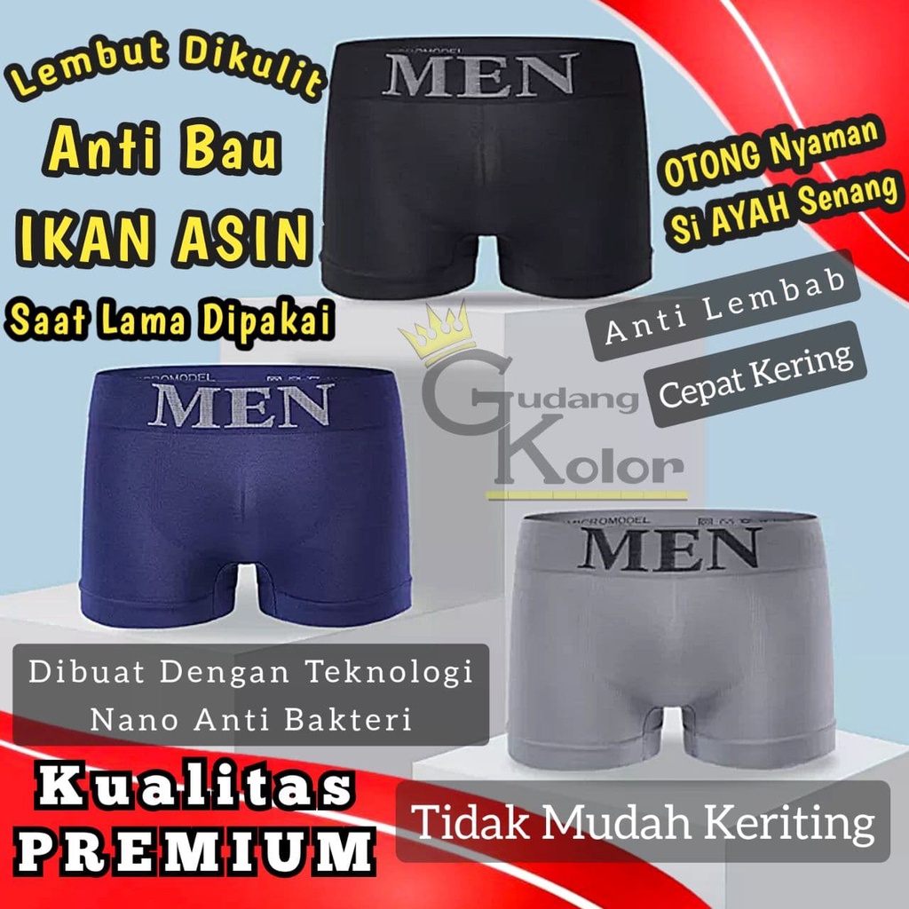 Celana Dalam Pria Dewasa Kualitas Premium Dalaman Underwear Model Boxer Cd Laki laki Motif Polos Mod