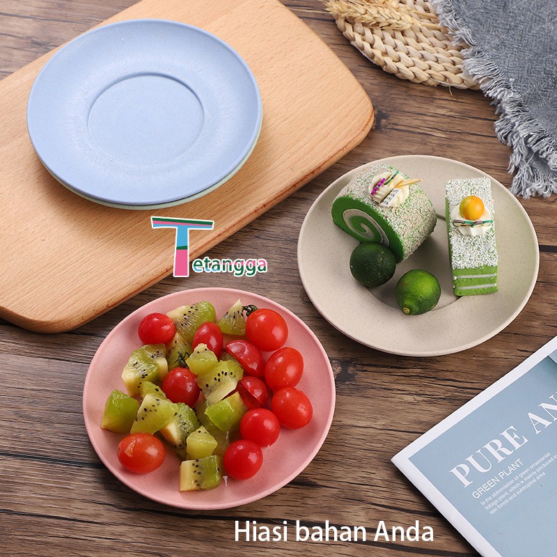 Piring Wheat Straw Plate 1 Set Isi 4 Pcs Warna Warni  Simple Dinner High Quality Wheat Plate