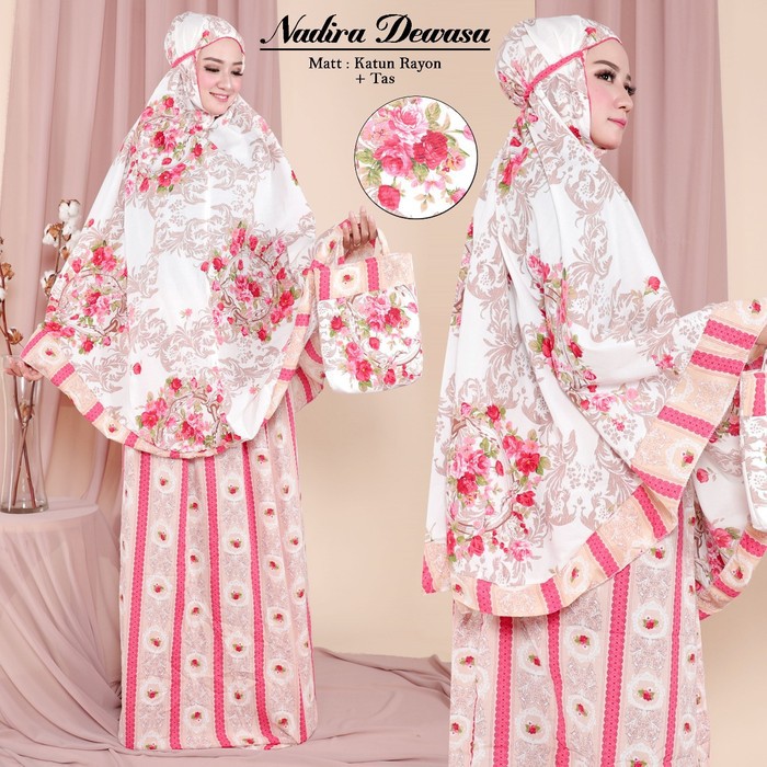 mukena rayon nadira/mukena dewasa bahan rayon motif nadira/bisa bayar ditempat/cod