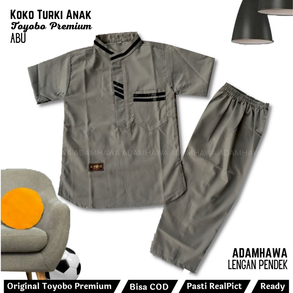 Setelan Baju  Koko Anak Turki Laki laki Umur 3-12Tahun  Set Koko Anak Muslim Lengan Pendek Alexa