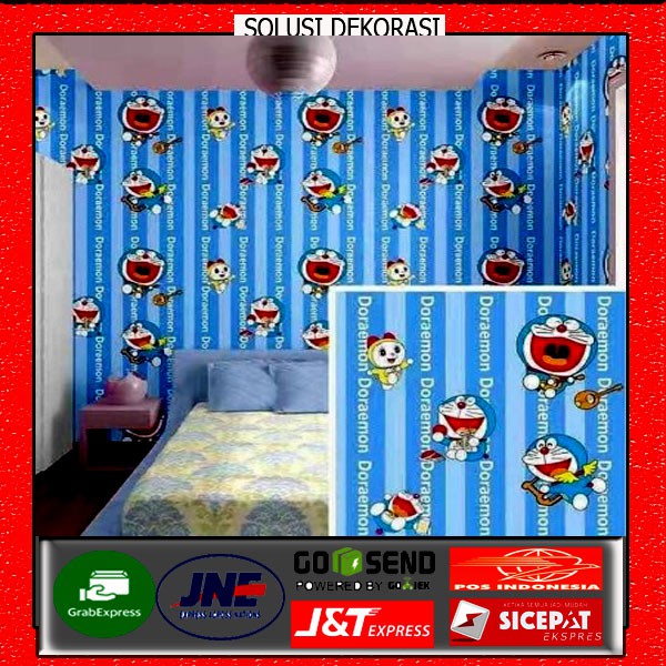 Doraemon Huruf / Wallpaper Stiker Dinding / Bahan PVC Anti Air 10 Meter x 4 CM Solusi Dekorasi