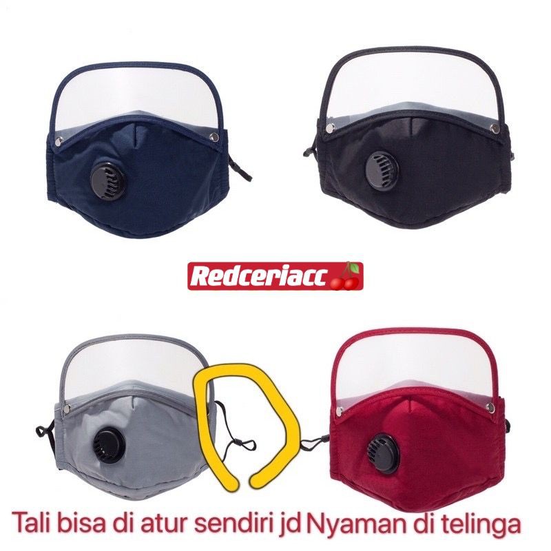 masker face shield mask katun with eyes shield respirator pm2.5