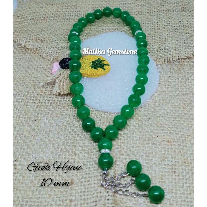 TASBIH BATU NATURAL GIOK HIJAU 33 BUTIR 10 MM
