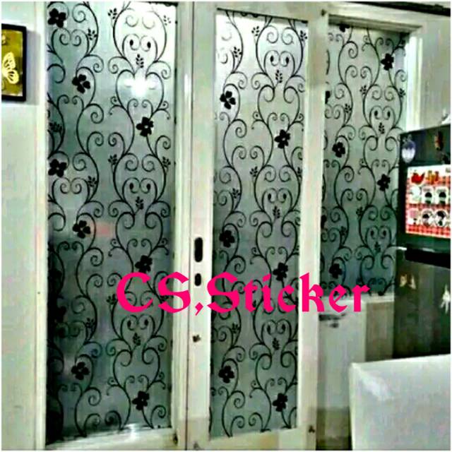 Stiker kaca motif/stiker kaca polos & kaca film/stiker kaca motif batik hitam