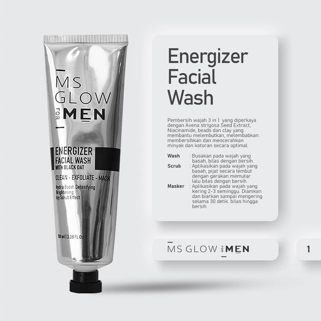 MS GLOW MEN Msglow For Men Paket Perawatan Wajah Pria Skincare Wajah Facial Wash Serum Cream Cowok