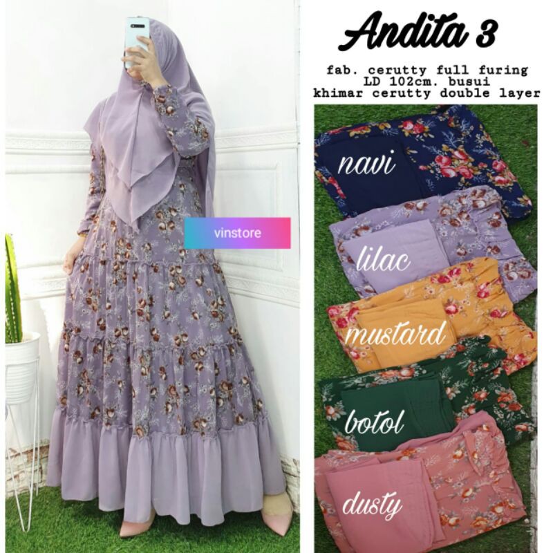 Andita 3 By Vinstore || Gamis Syari