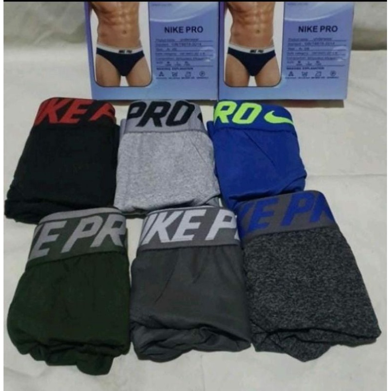 Emago - 3Pcs celana dalam Nikee pro celana dalam pria / Pakaian Dalam Pria Dewasa / Sempak Cowo / CD / Celana Dalam Mirah / Underwear Boxer Pria 1Box Isi 3 Pcs