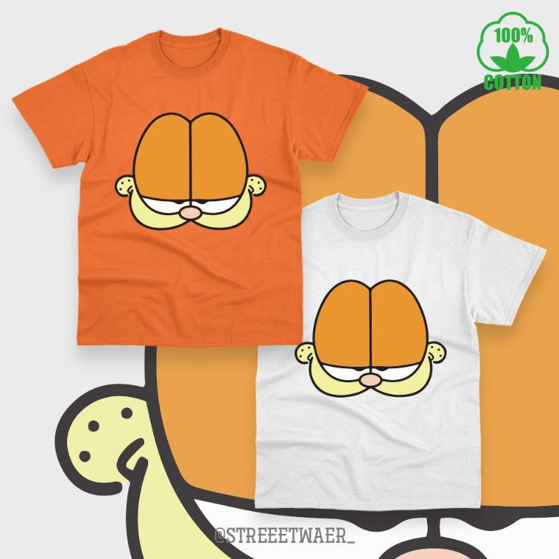 Clothing May - Kaos Anak Garfield Face Karakter Kaos Anak Koas Anak Karater Distro Kekinin T Shirt Tshirt T-Shirt Premium Murah Terlaris Termurah Dewasa Unisex Cewek Cowok