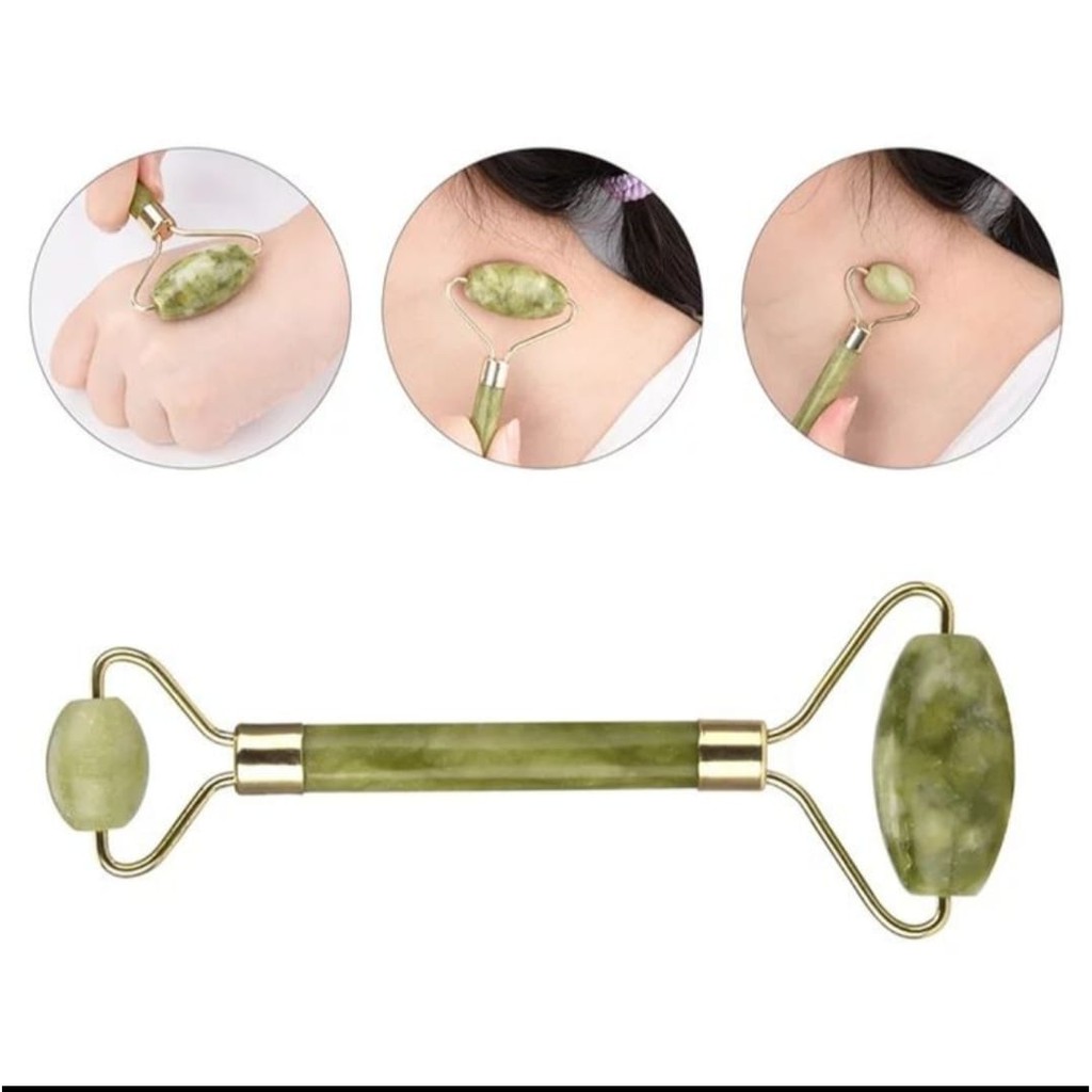 Jade Roller Facial Massager Gua Sha GuaSha Alat Pijat Setrika Pengencang Penghilang Kerut Wajah Muka