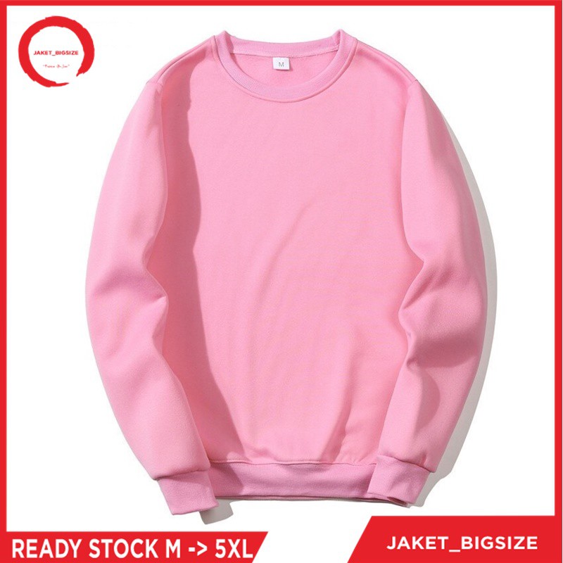 Sweater Polos Wanita Pria Hoodie Premium Distro gramasi 250gsm warna MERAH MUDA/PINK