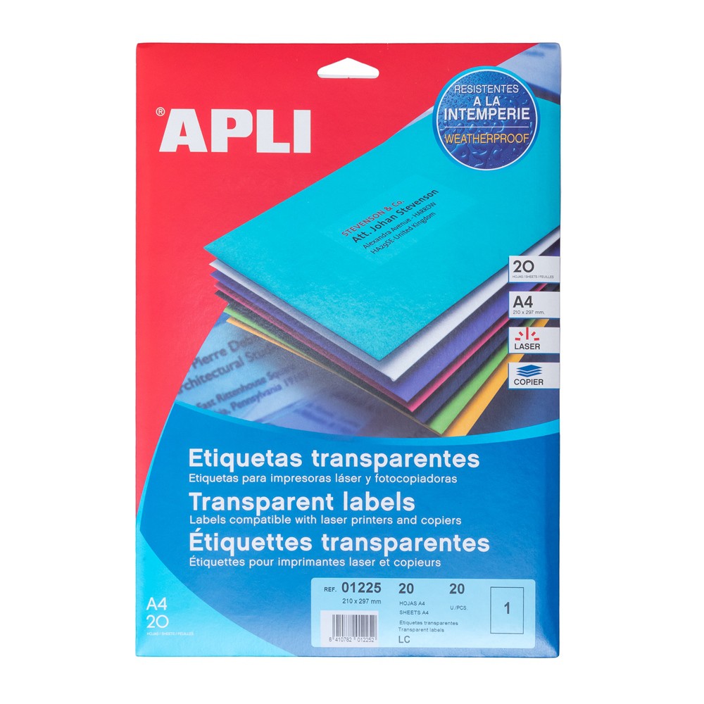

[Zada] APLI Label Polyester Transparent 210 X 297MM 20 unit 01225