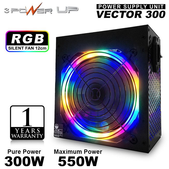 Power Supply Gaming PSU Power Up Vector 300 550W 550 Watt RGB 8PIN