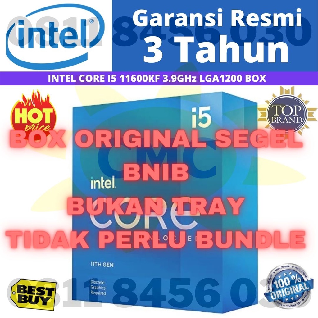 INTEL CORE I5 11600KF 3.9GHz ROCKET LAKE 6 CORE 12 THREAD LGA1200 BOX