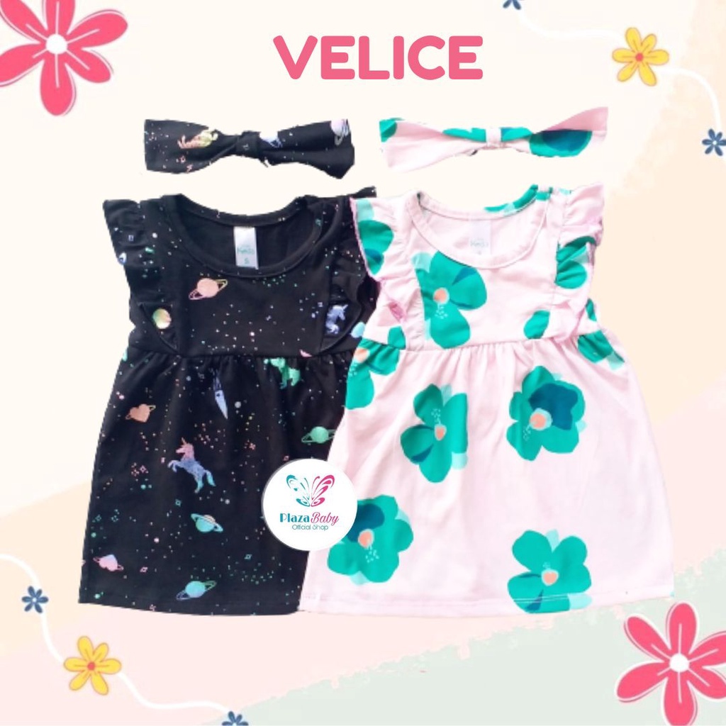 Plazababyku MX DRESS VELICE dress bayi bunga 6-24 bulan Free headband