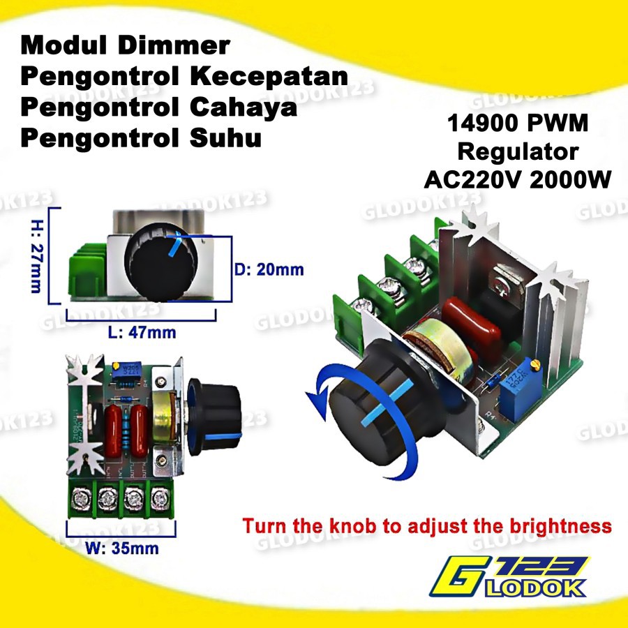 Dimmer SCR 2000W Motor Speed Controller 220V AC PWM Regulator - 14900