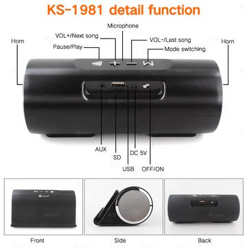 Speaker Portable Bluetooth Kisonli Mobile Stand KS-1981 Support FM,TF,USB,AUX,CALL ANSWER