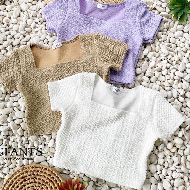 Kekinian ATASAN GIANTS BASIC MODEL CROP KERAH KOTAK IMPORT BANGKOK/BAJU CROP BANGKOK BJGB290