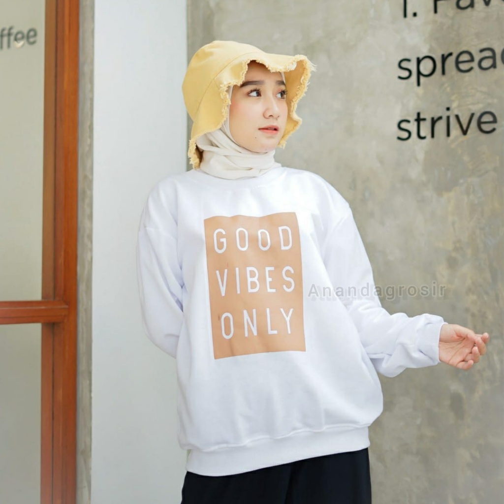 SWEATER WANITA GOOD VIBES ONLY - SWEATER OVERSIZE WANITA - SWEATER BASIC WANITA